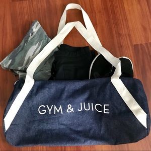 “Gym & Juice” Denim Gym Bag